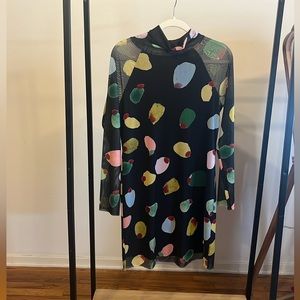 Rachel Antonoff Flirty Martini Mesh Turtleneck Dress in Large